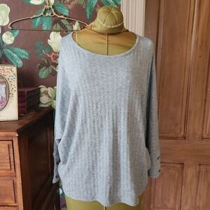 RETROLOGY Sienna Rib Cozy Light Gray Knit Sweater XL